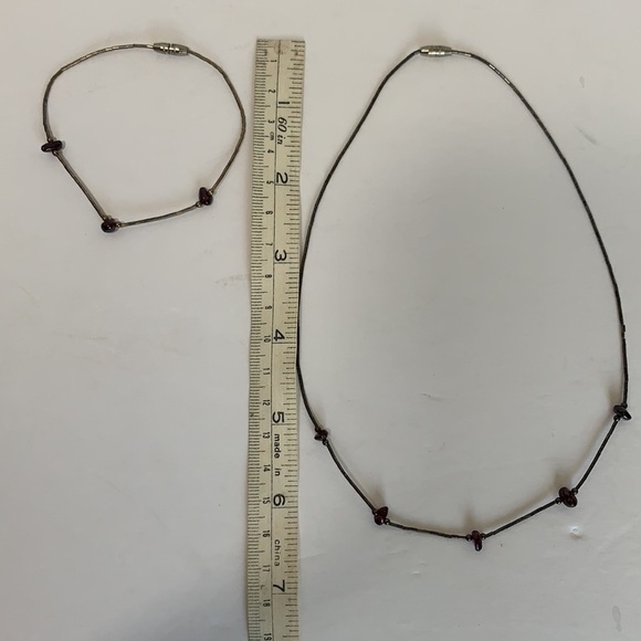 Sterling Silver Necklace & Bracelet Set With Semi-Precious Gems - Picture 7 of 8